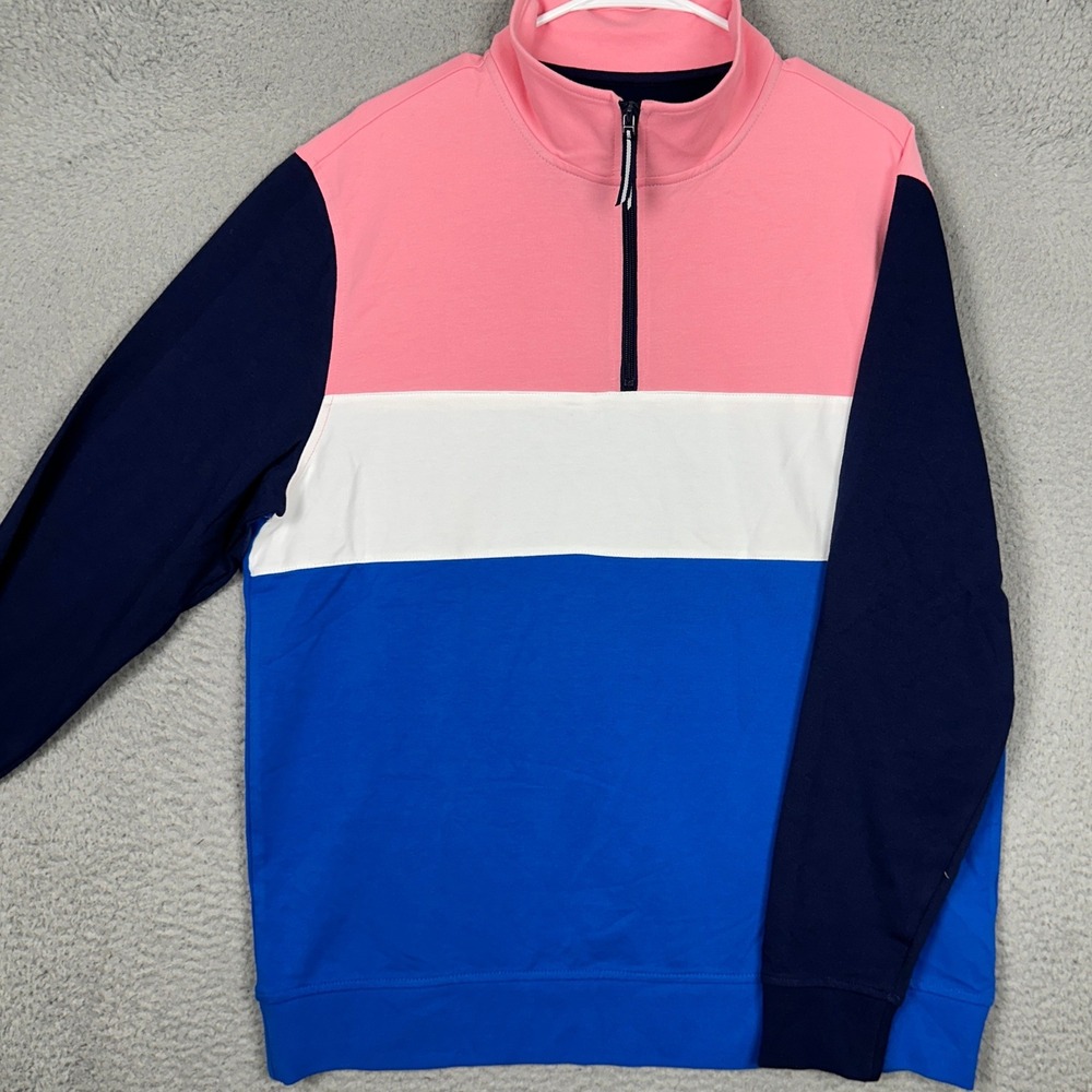 Club Room Pullover Mens Large Skate Prep Hang Pink Sky 1/4 Zip NEW